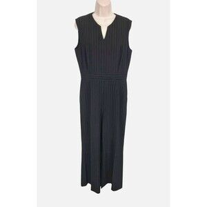 TAHARI ARTHUR S. LEVINE Women Long Romper Jumpsuit Petti Size 10P Pinstriped 81P
